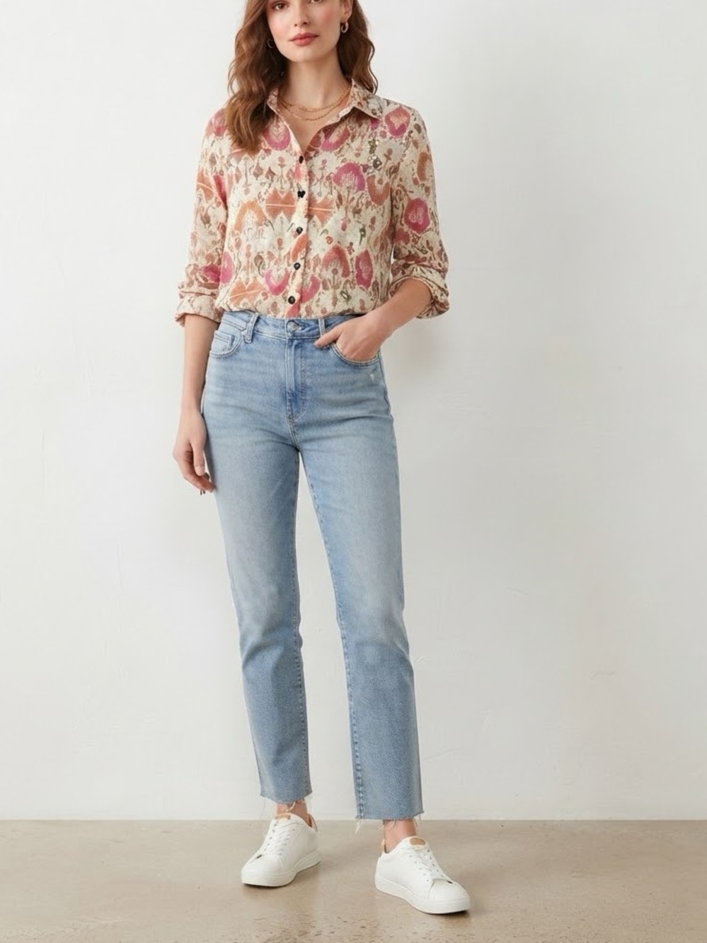 🔥$10 FINAL PRICE🔥 LSA Multicolor Pink and Orange Printed Top
